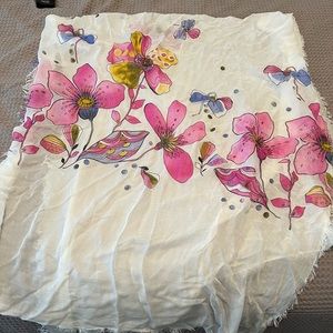Large white floral scarf